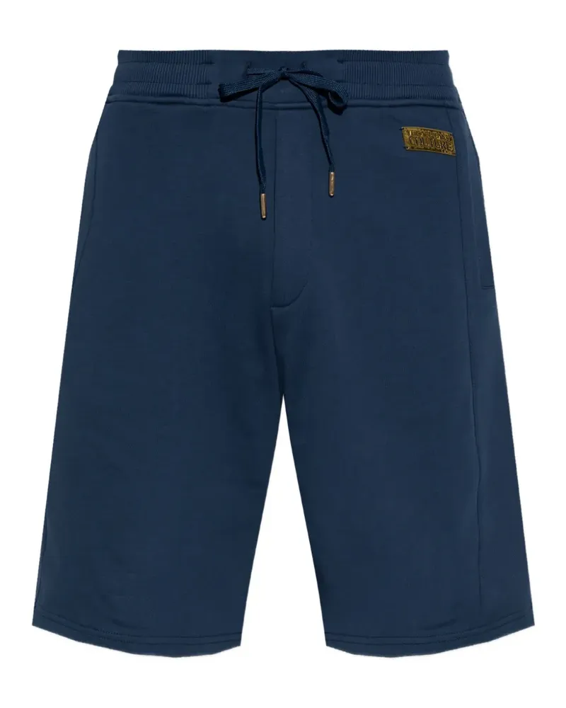 Versace Jeans drawstring-detail logo-patch cotton shorts - Blau Blau