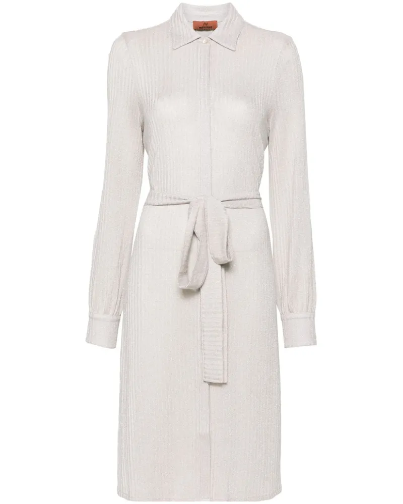 Missoni Hemdkleid mit Lamé-Effekt und Gürtel - Nude Nude