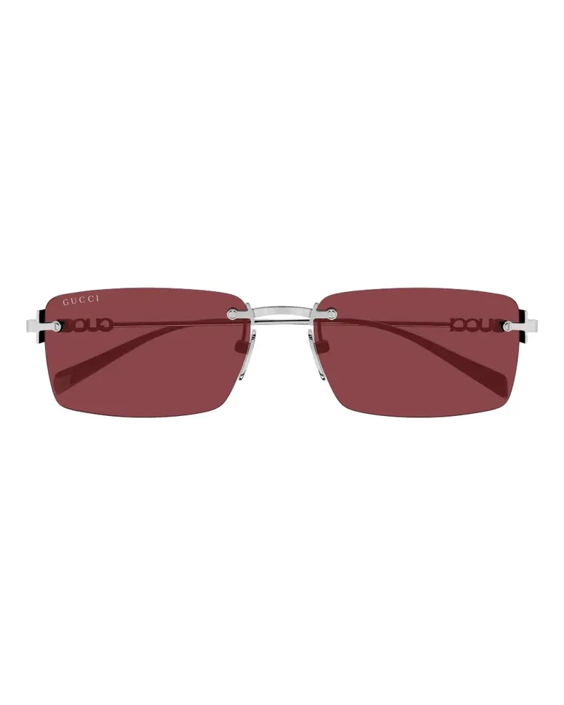 Gucci Eckige Sonnenbrille mit Logo - Silber Silber