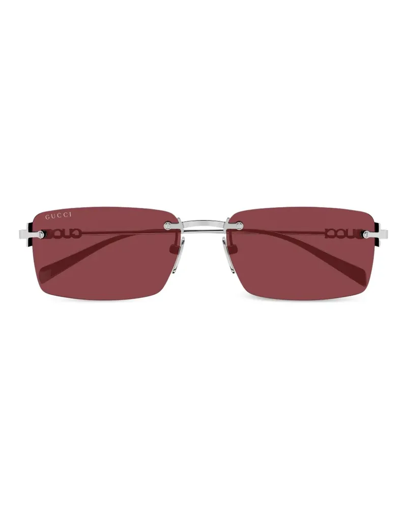 Gucci Eckige Sonnenbrille mit Logo - Silber Silber