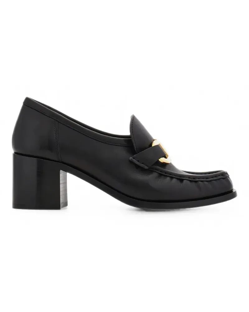 Ferragamo block heel loafer with Gancini ornament - Schwarz Schwarz