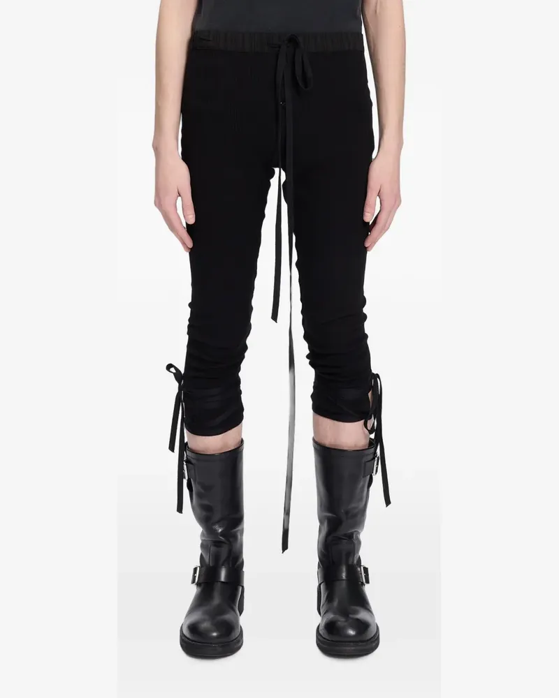 Ann Demeulemeester Hose mit Lochstrickmuster - Schwarz Schwarz