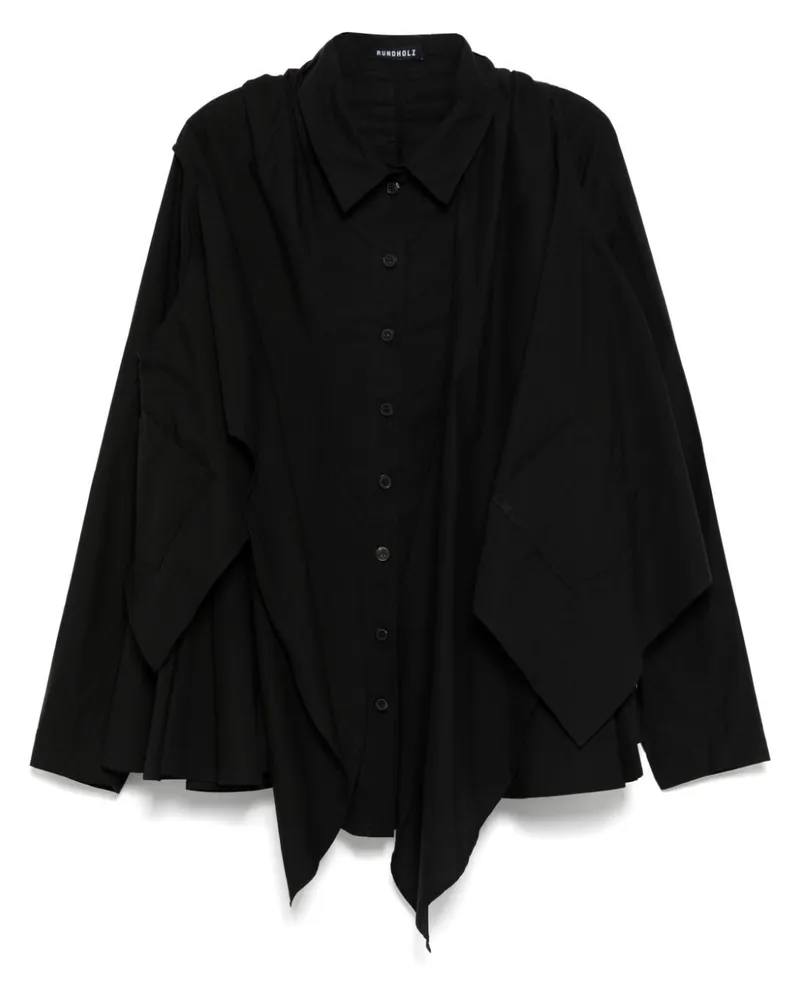 Studiorundholz Asymmetrische Bluse im Layering-Look - Schwarz Schwarz
