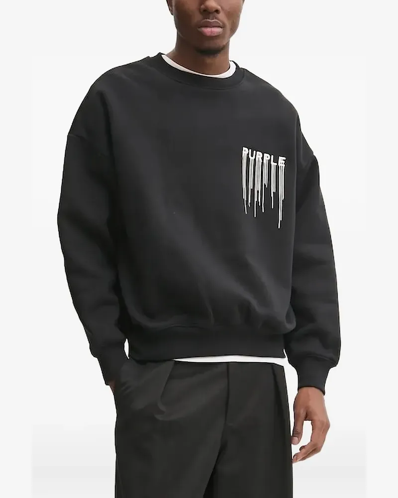 PURPLE BRAND Sweatshirt mit Logo-Print - Schwarz Schwarz