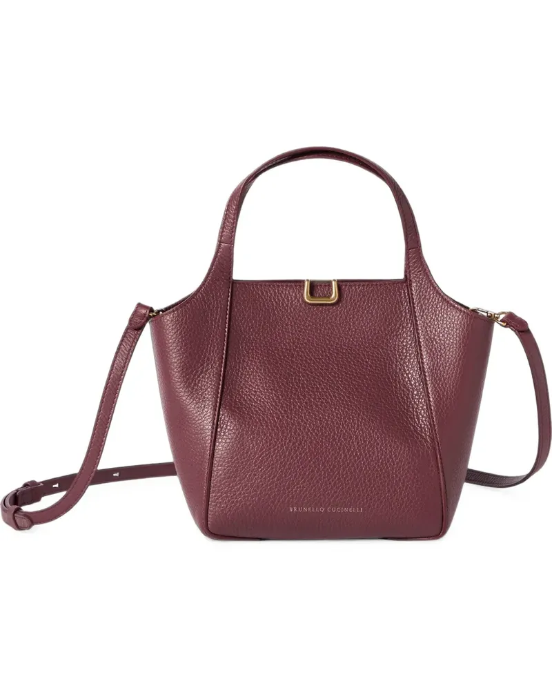 Brunello Cucinelli small Sartorial grained-leather bucket bag - Rot Rot