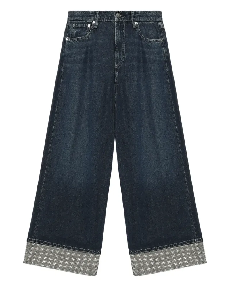 Rag & Bone Sofie Wide-Leg-Jeans mit verziertem Saum - Blau Blau