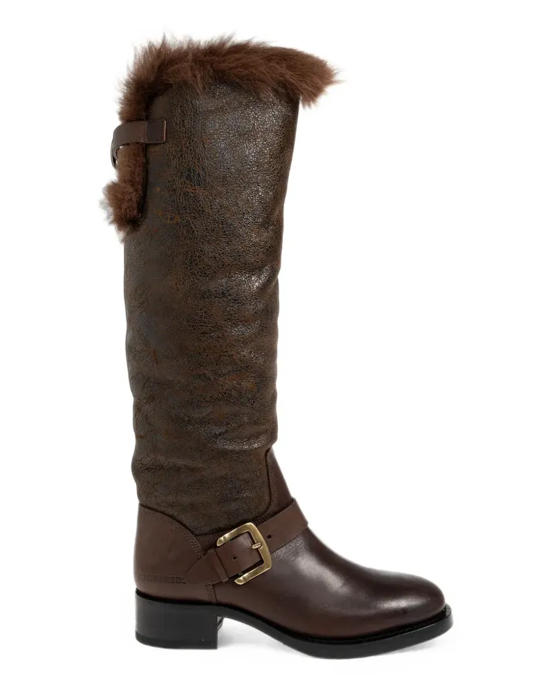 Dsquared2 buckle-detail faux-fur boots - Braun Braun