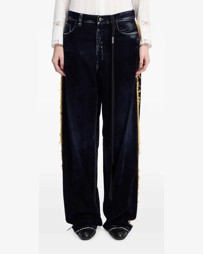 Ann Demeulemeester Beflockte Jeans im Distressed-Look - Blau Blau