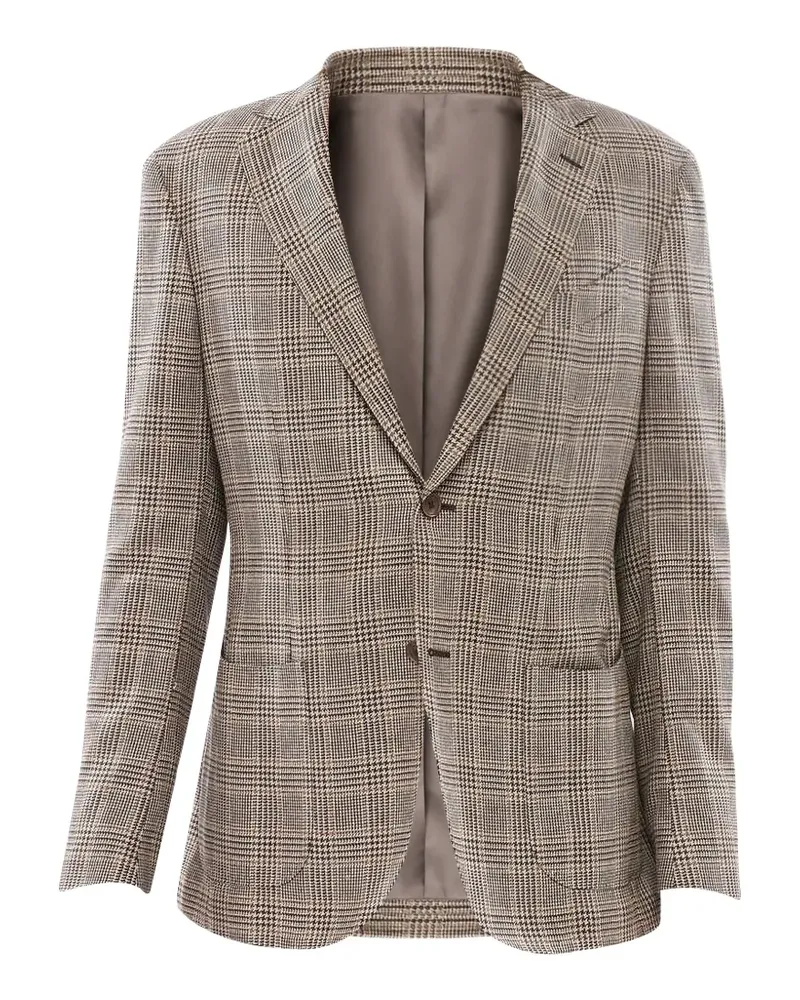 Corneliani checked single-breasted blazer - Nude Nude