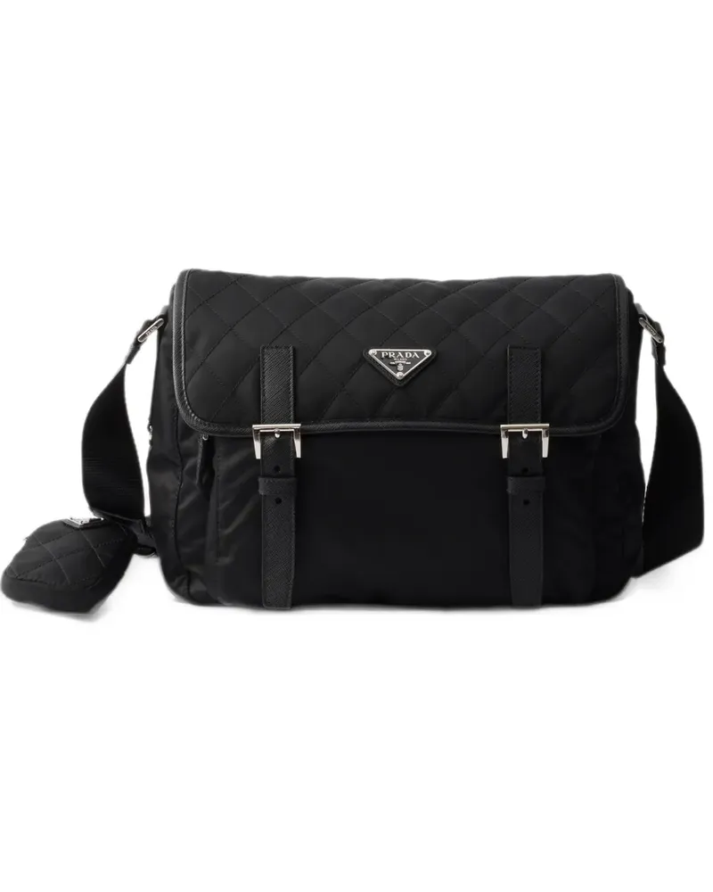 Prada Große Re-Nylon Schultertasche mit Saffiano-Besatz - Grün Grün