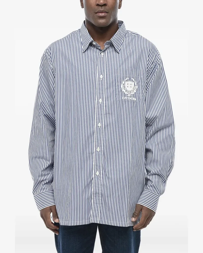 Givenchy Gestreiftes Hemd mit Logo-Stickerei - Blau Blau