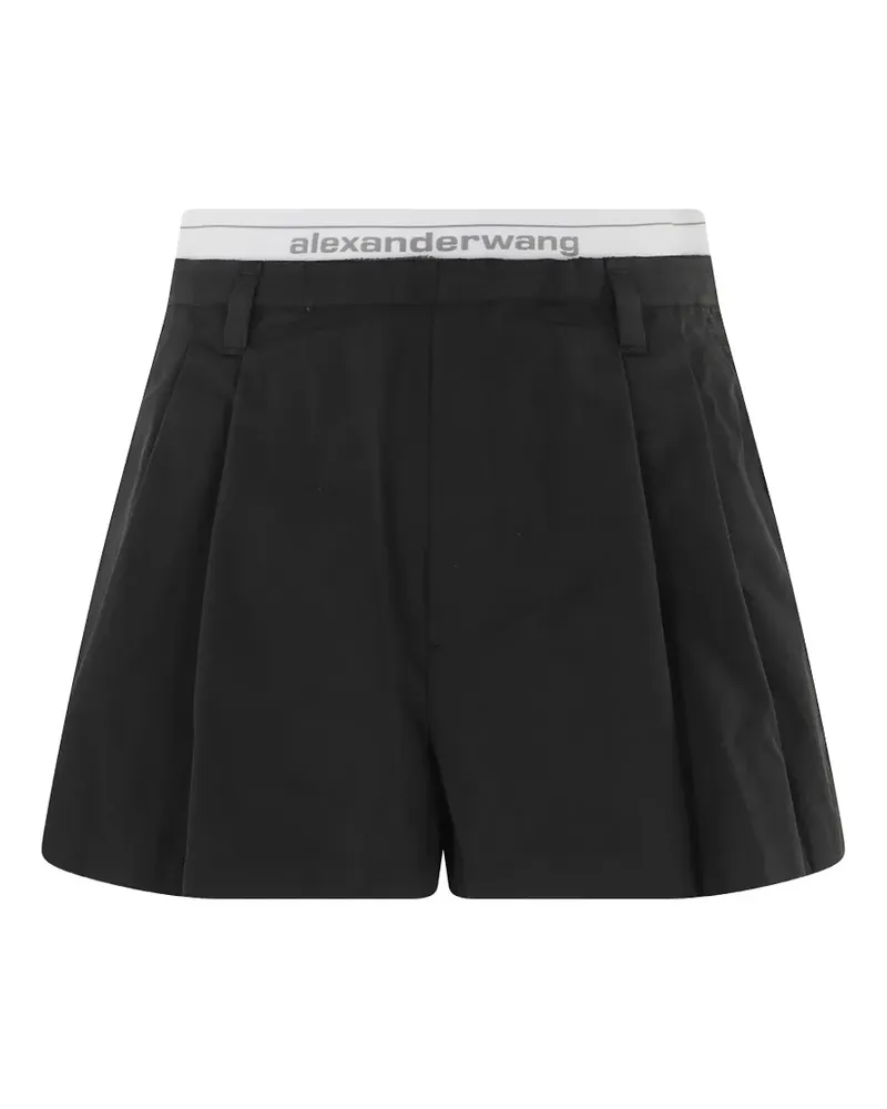 Alexander Wang logo-elastic pleated shorts - Schwarz Schwarz