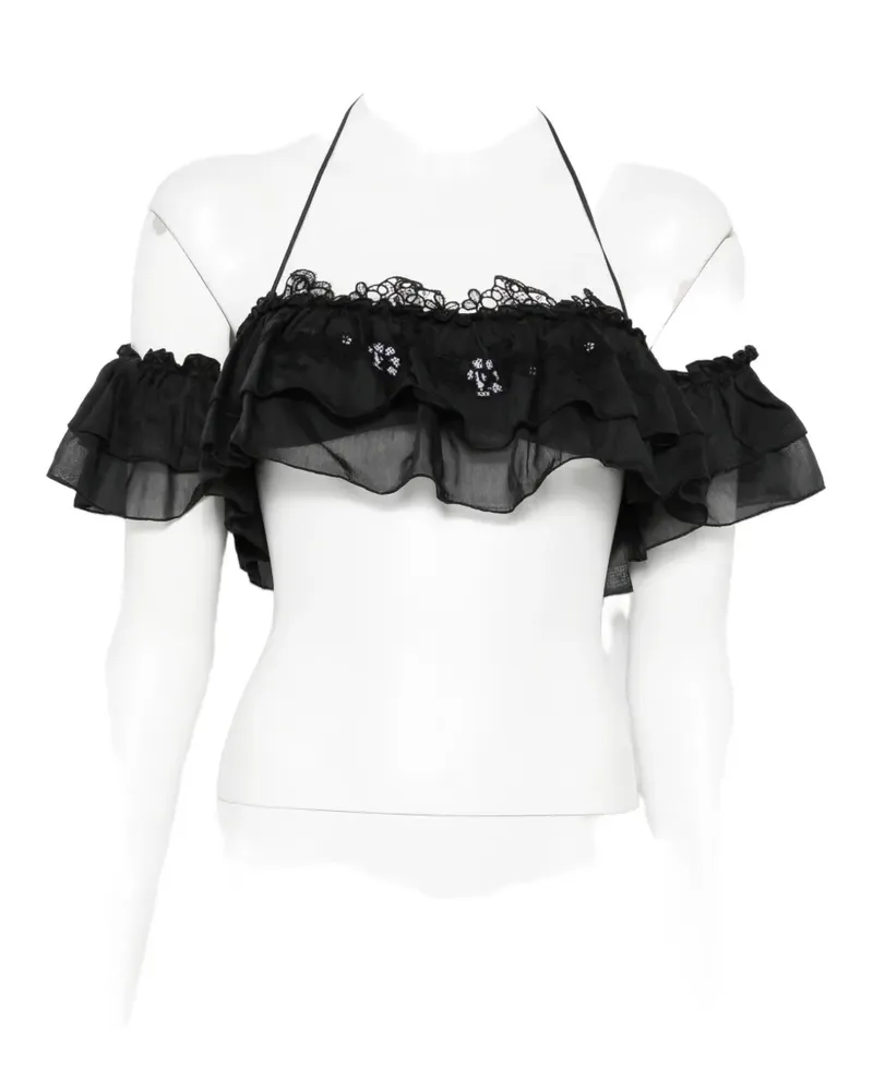 Ermanno Scervino ruffled halterneck top - Schwarz Schwarz