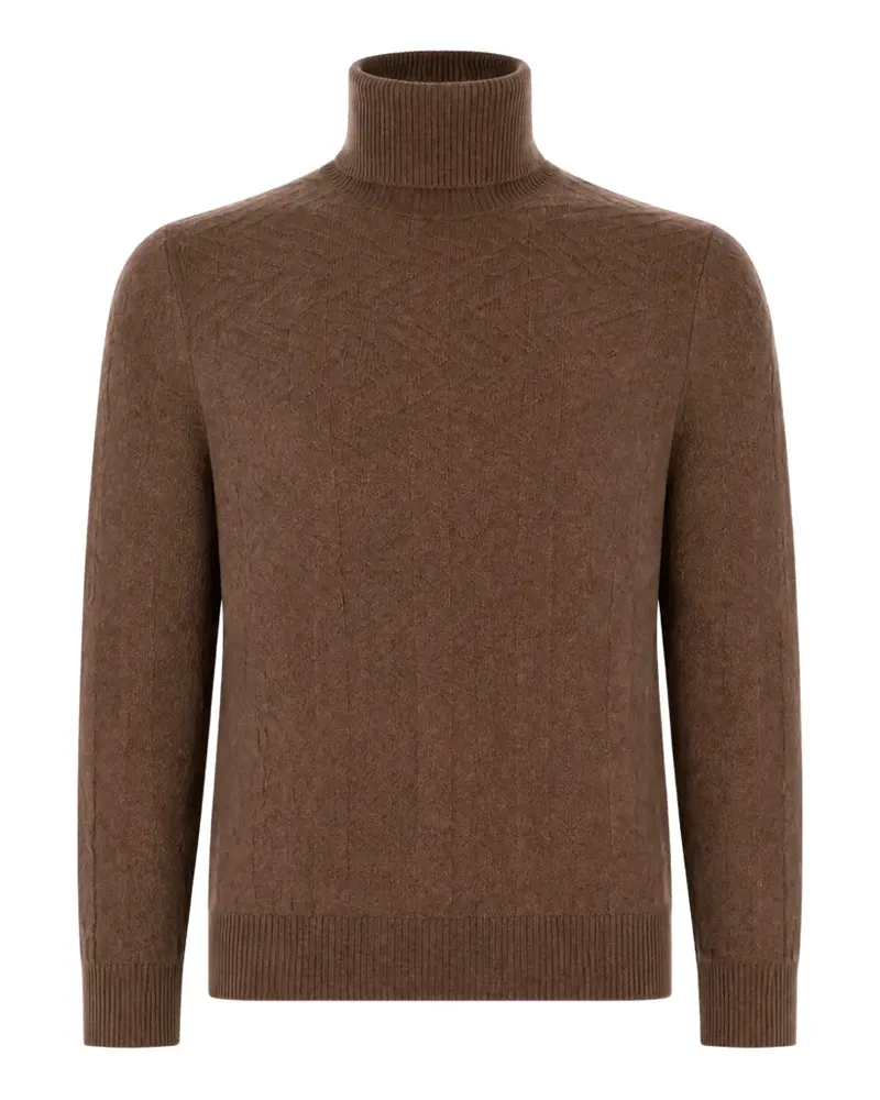 PANICALE Cashmere Rollkragenpullover mit Zickzackmuster - Braun Braun