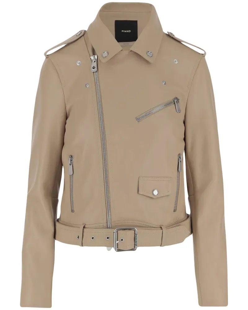Pinko Bikerjacke aus Leder - Nude Nude