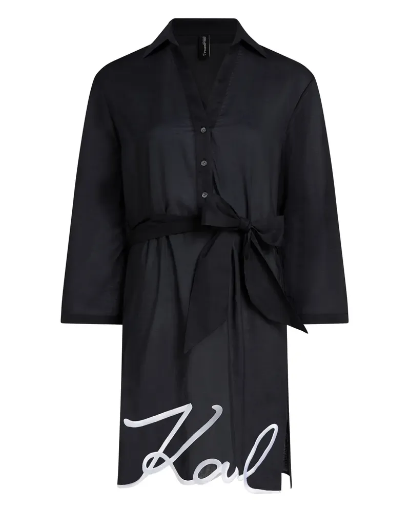 Karl Lagerfeld DNA Signatur semi-transparentes Strandkleid - Schwarz Schwarz