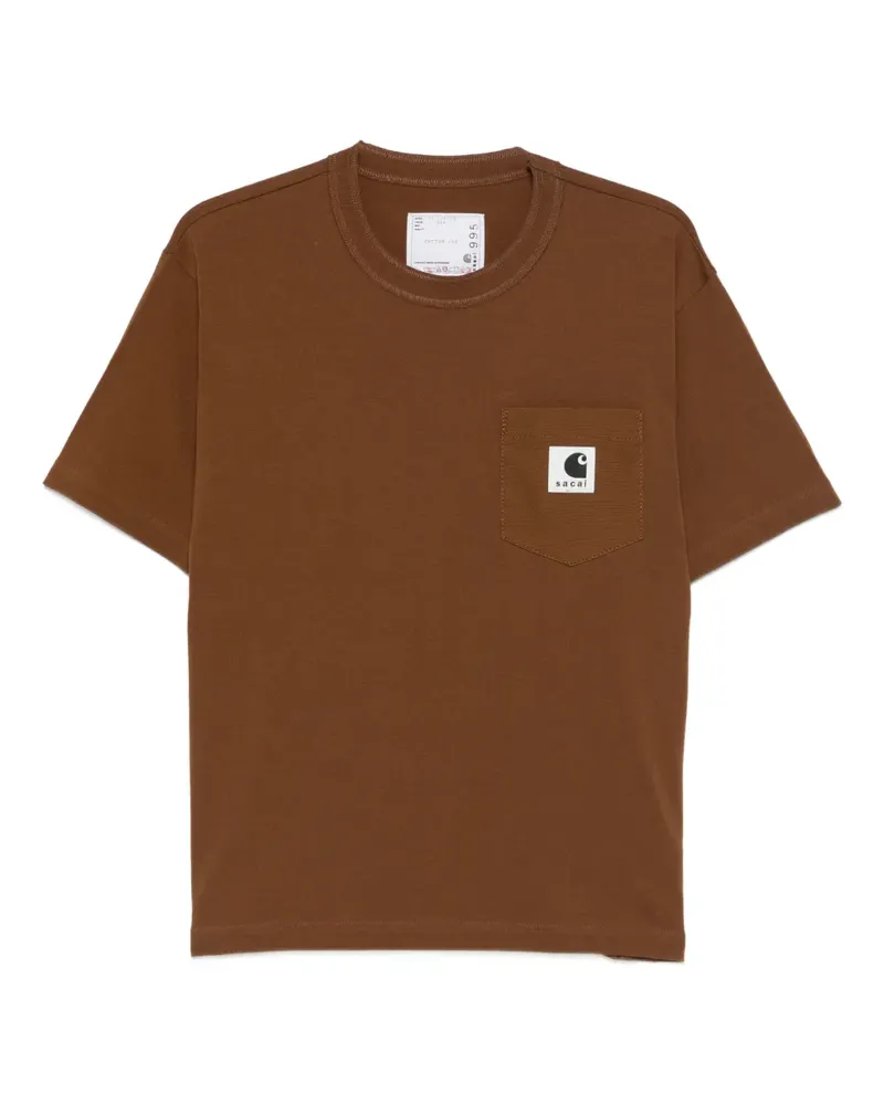 Sacai x Carhartt WIP T-Shirt mit Tasche - Braun Braun