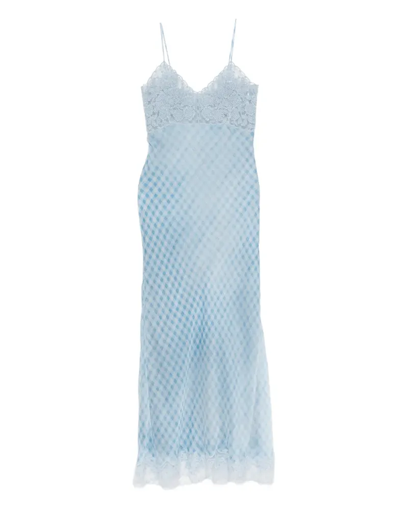 Ermanno Scervino lace gingham midi dress - Blau Blau