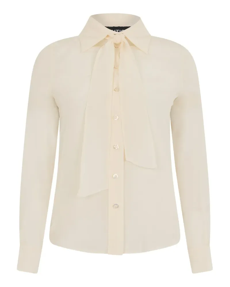 Moschino tie-neck silk shirt - Nude Nude