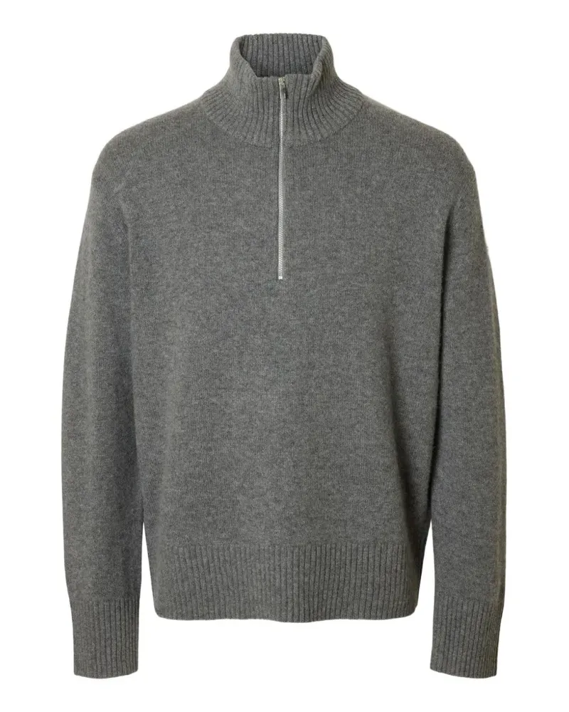 Selected half-zip sweater - Grau Grau