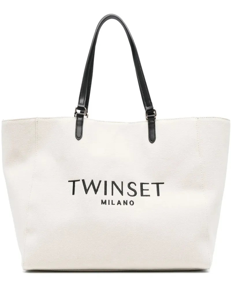 Twin-Set Schultertasche mit Logo-Stickerei - Nude Nude