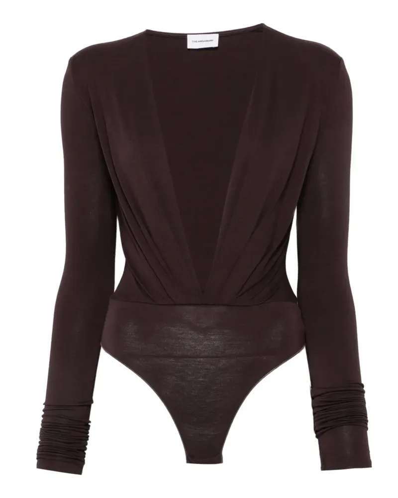 ANDAMANE plunging V-neck long-sleeve bodysuit - Rot Rot