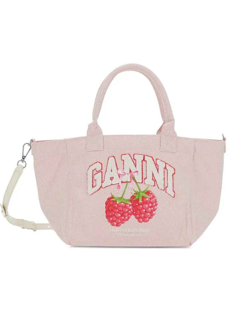 Ganni Raspberry printed tote bag - Rosa Rosa