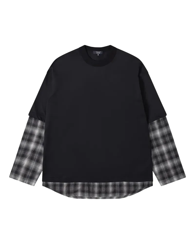 Comme des Garçons layered-design check-pattern long-sleeve T-shirt - Schwarz Schwarz