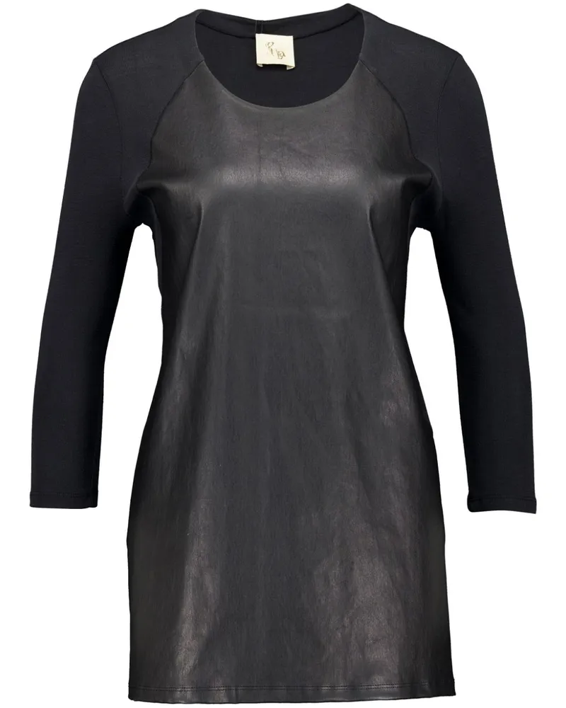 PAULA Langarmshirt aus Leder - Schwarz Schwarz