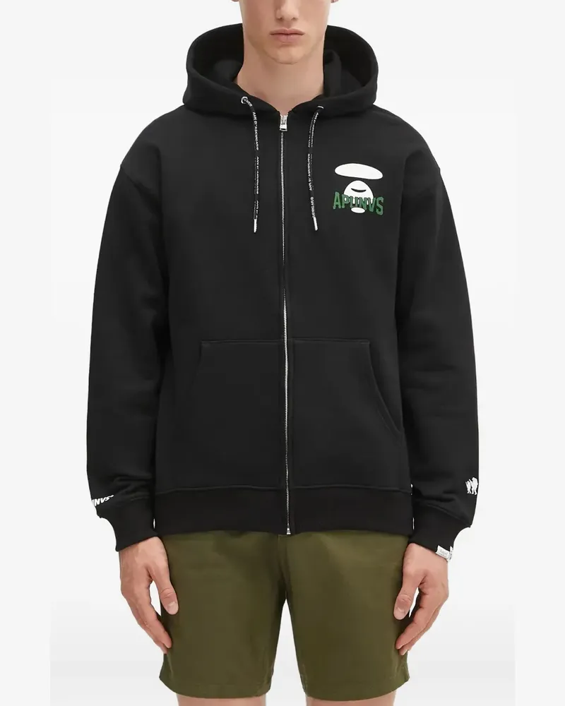 BAPE Kapuzenjacke mit Logo-Print - Schwarz Schwarz