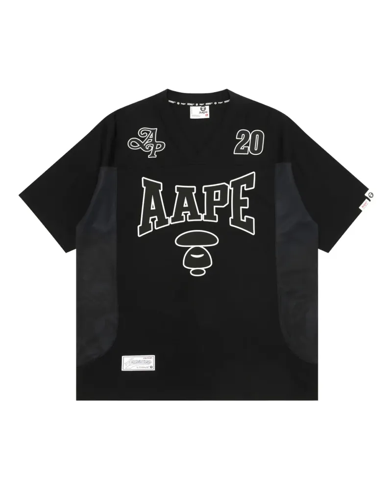 BAPE Moonface varsity T-shirt - Schwarz Schwarz