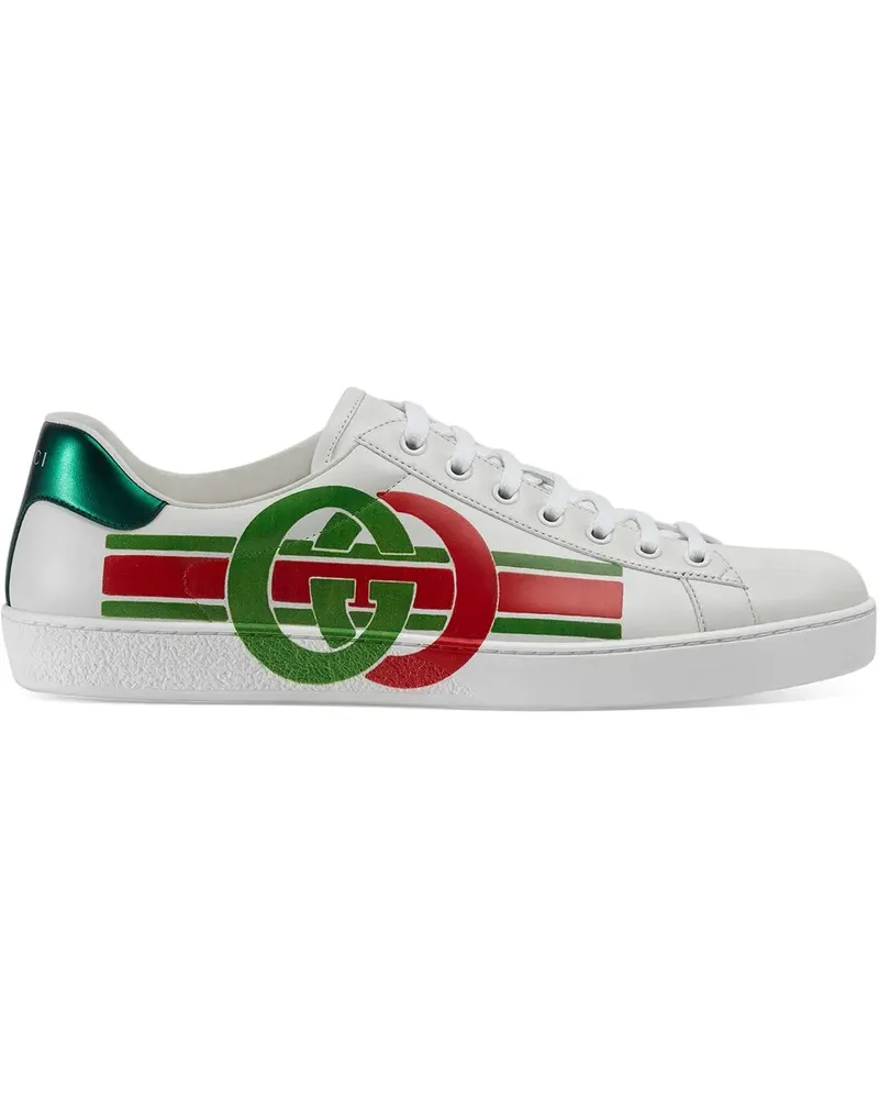 Gucci Ace' Sneakers mit GG-Print - Weiß Weiß