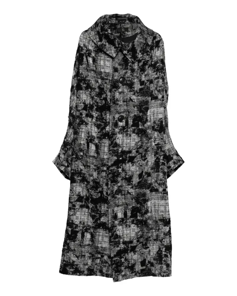 Yohji Yamamoto abstract-pattern coat - Grau Grau