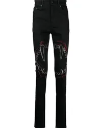 Haculla Skinny-Jeans mit Vampirzähne-Applikation Schwarz