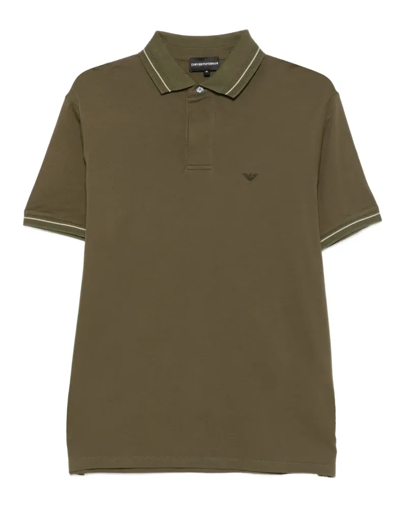 Emporio Armani logo-embroidered polo shirt - Grün Grün