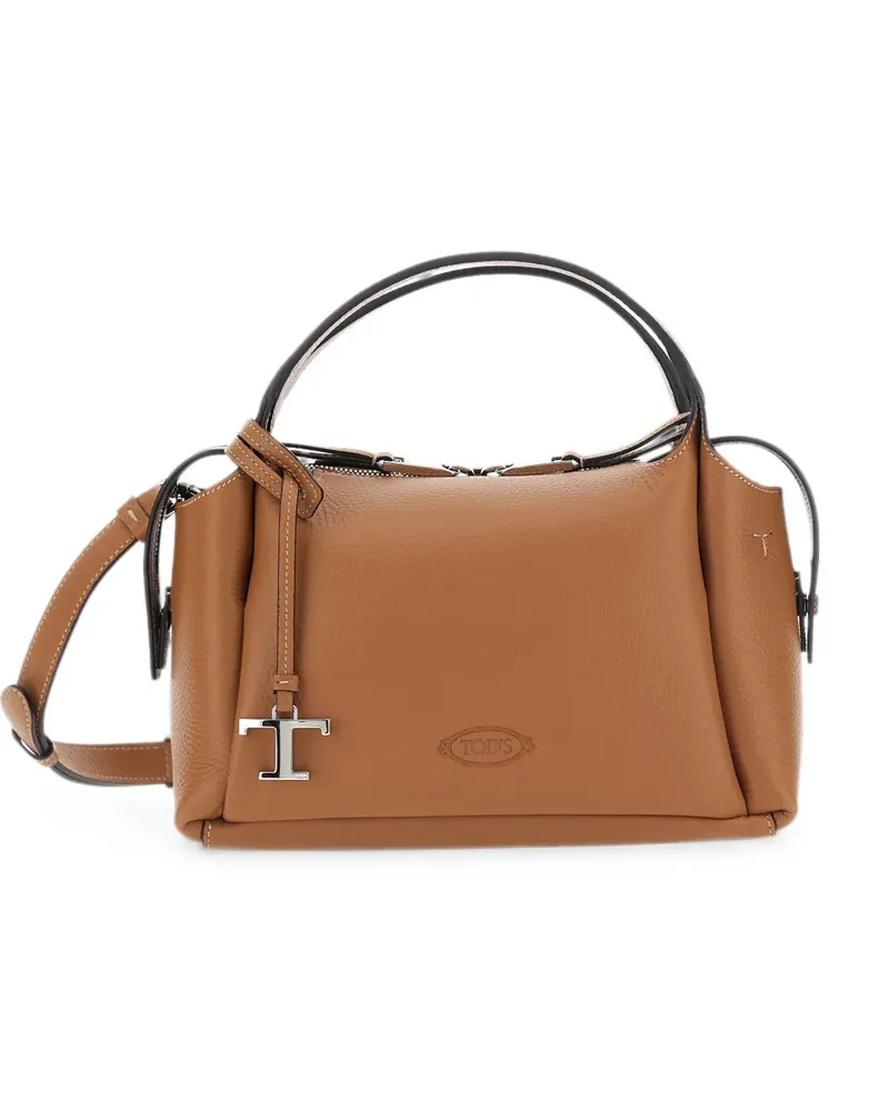 TOD'S T Timeless pebbled handbag - Braun Braun