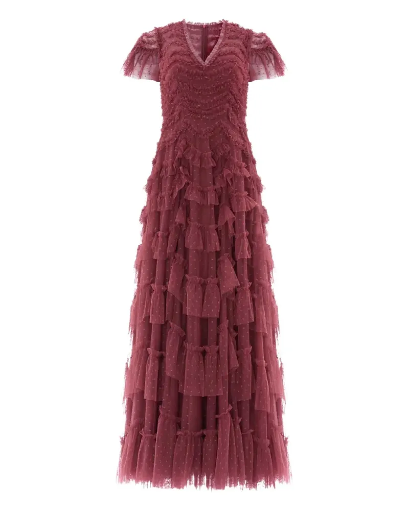 Needle & Thread Aviana ruffled V-neck maxi dress - Rot Rot