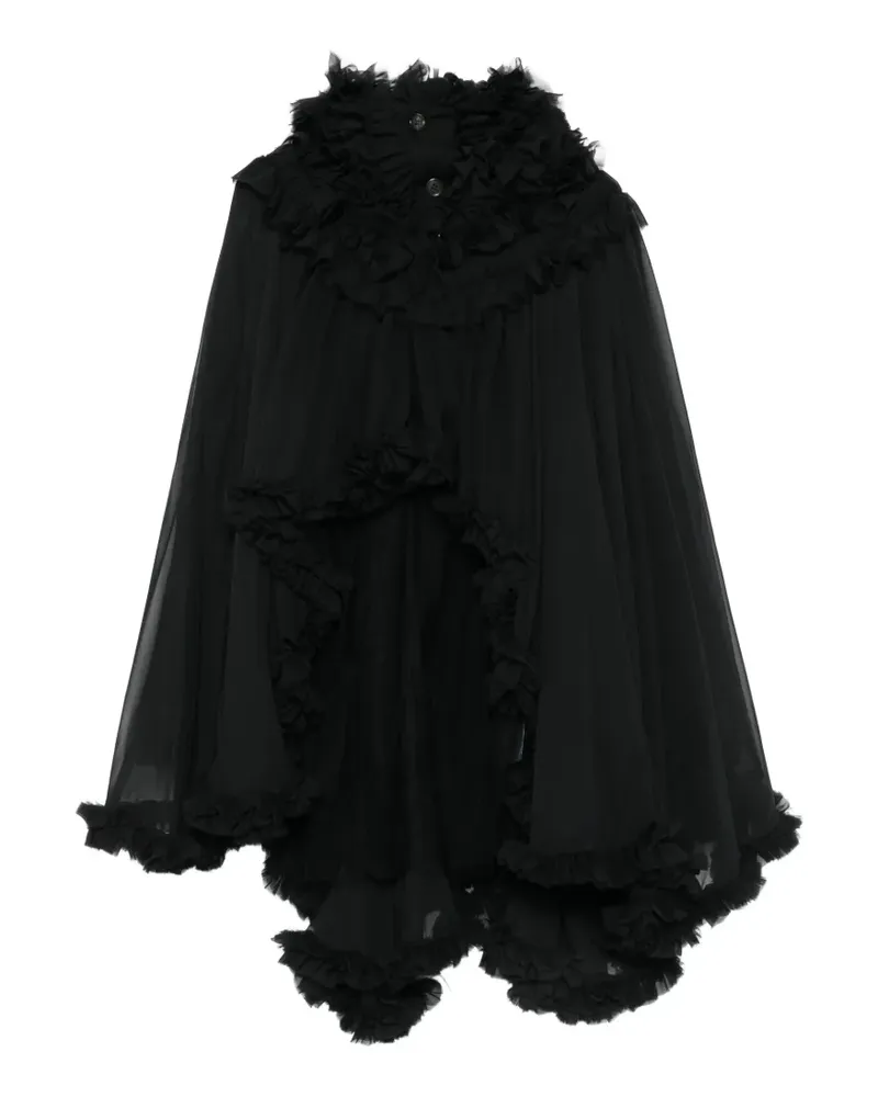 Noir Kei Ninomiya ruffled asymmetric cape - Schwarz Schwarz