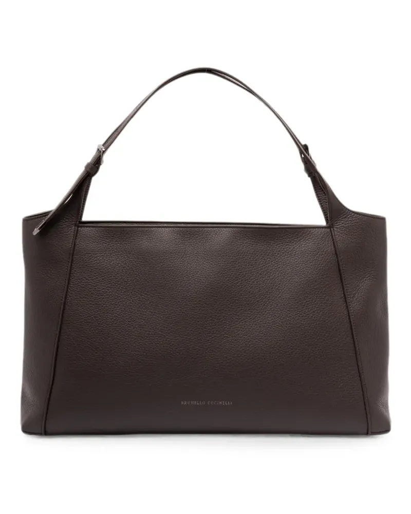 Brunello Cucinelli grainy leather shoulder bag - Braun Braun