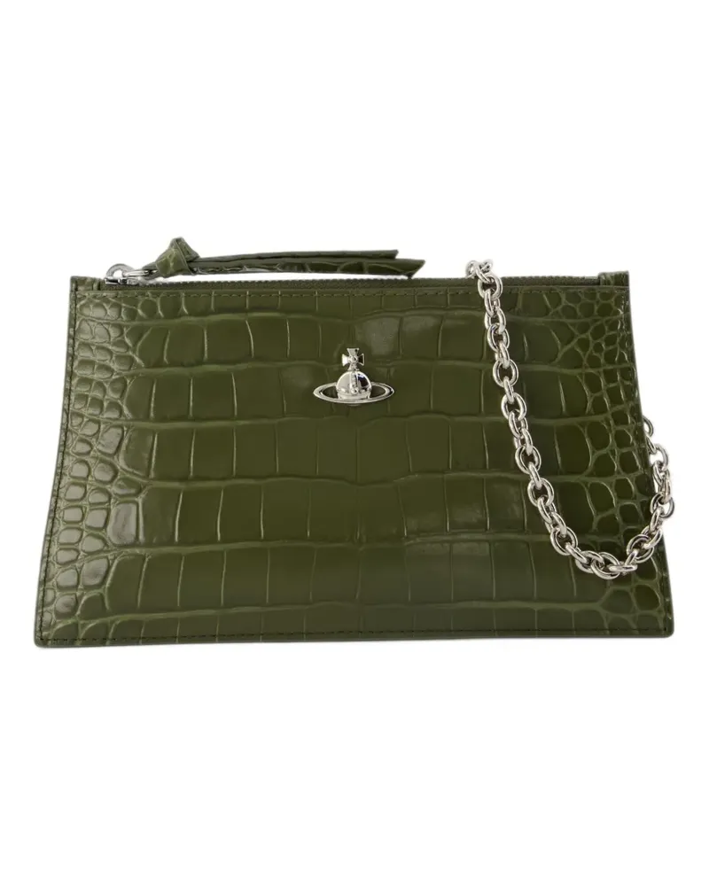 Vivienne Westwood Orb Clutch mit Kroko-Effekt - Grün Grün