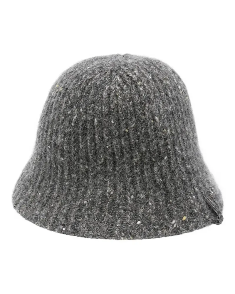 Brunello Cucinelli Gerippter Fischerhut mit Pailletten - Grau Grau