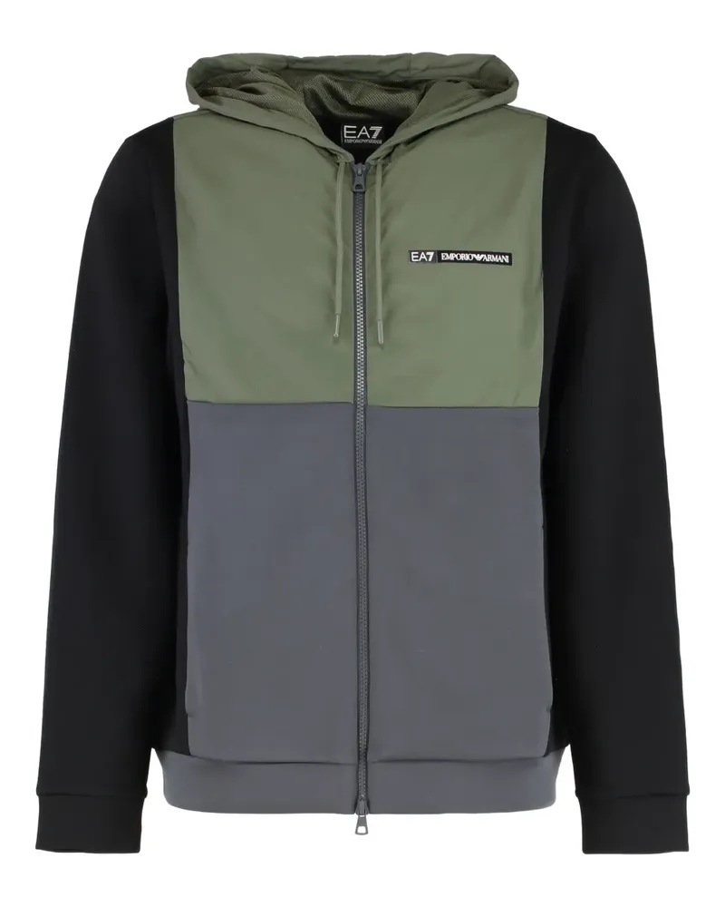 EA7 Hoodie in Colour-Block-Optik - Grün Grün
