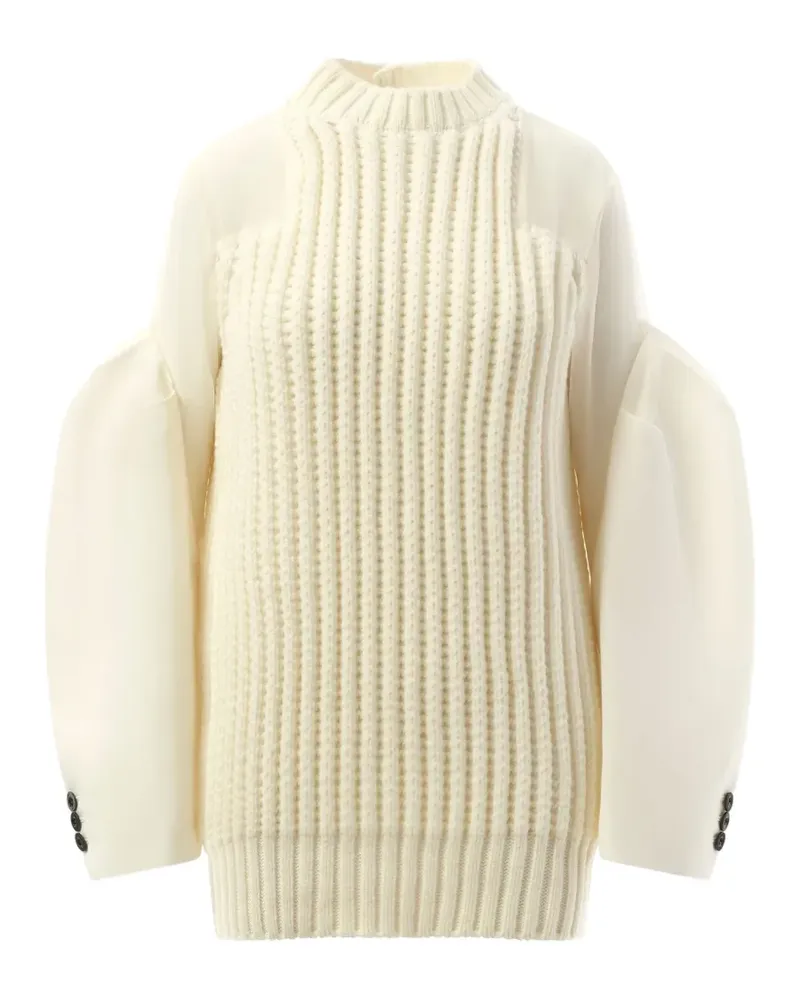 Sacai layered ribbed-knit dress - Nude Nude
