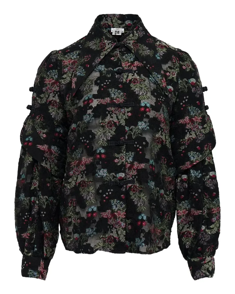 Noir Kei Ninomiya floral-jacquard blouse - Schwarz Schwarz