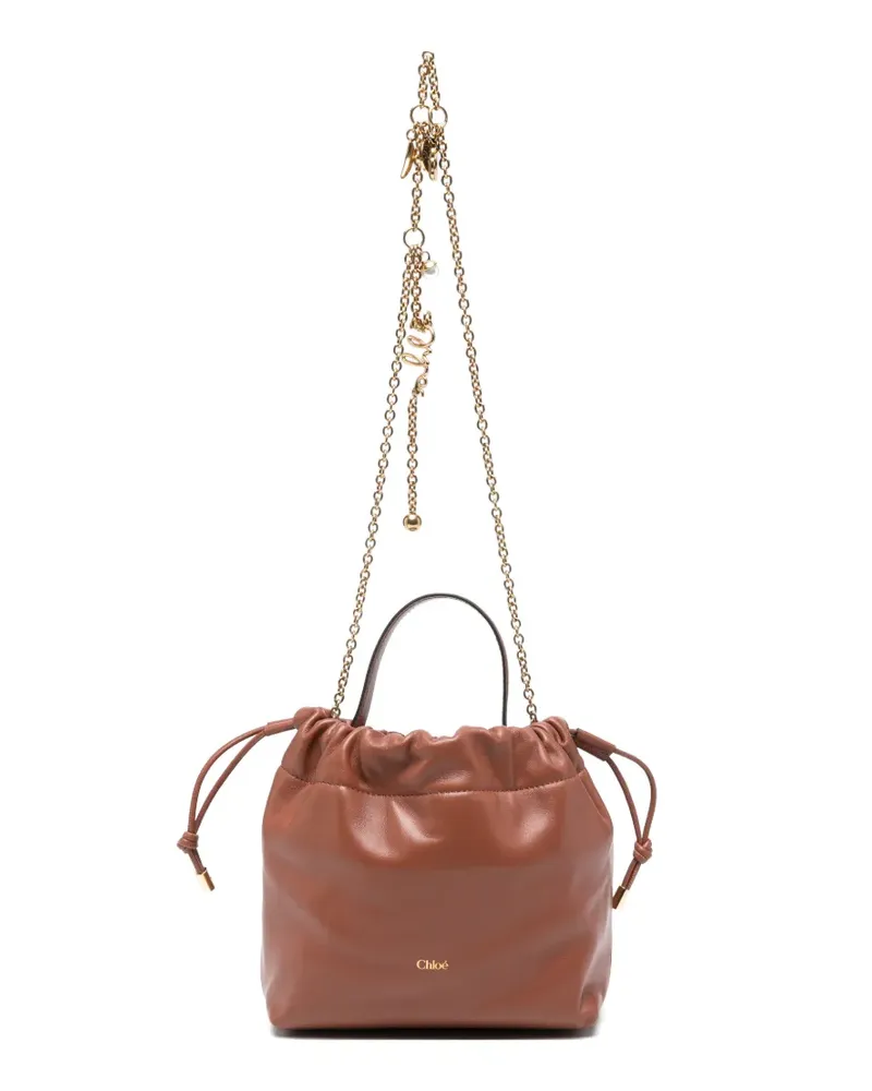 Chloé small  Icons drawstring leather tote bag - Braun Braun