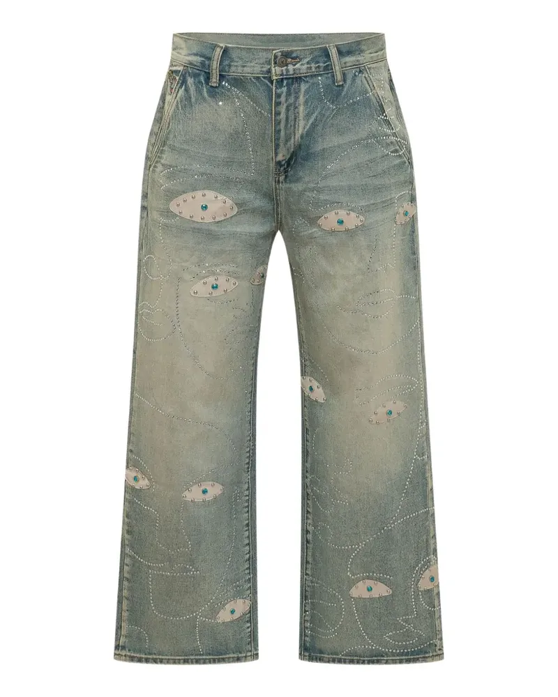 KidSuper appliqué embellished jeans - Blau Blau
