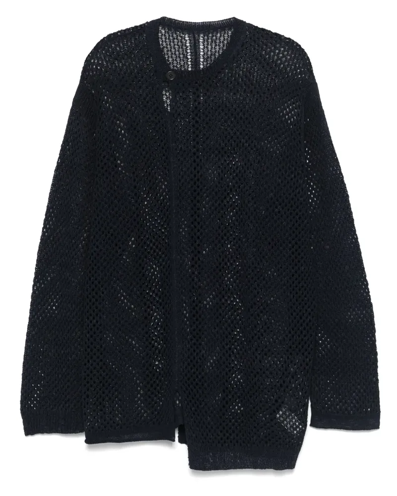Yohji Yamamoto Pullover mit Lochstrickmuster - Blau Blau