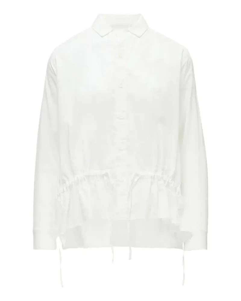 Yohji Yamamoto Born Product Hemd mit Schößchen und Kordelzug - Weiß Weiß