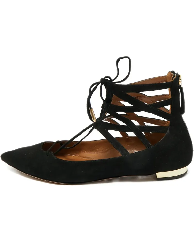 Aquazzura Dancer suede lace-up ballet flats - Schwarz Schwarz
