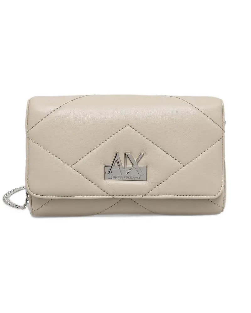 Armani Exchange quilted logo-plaque crossbody bag - Nude Nude